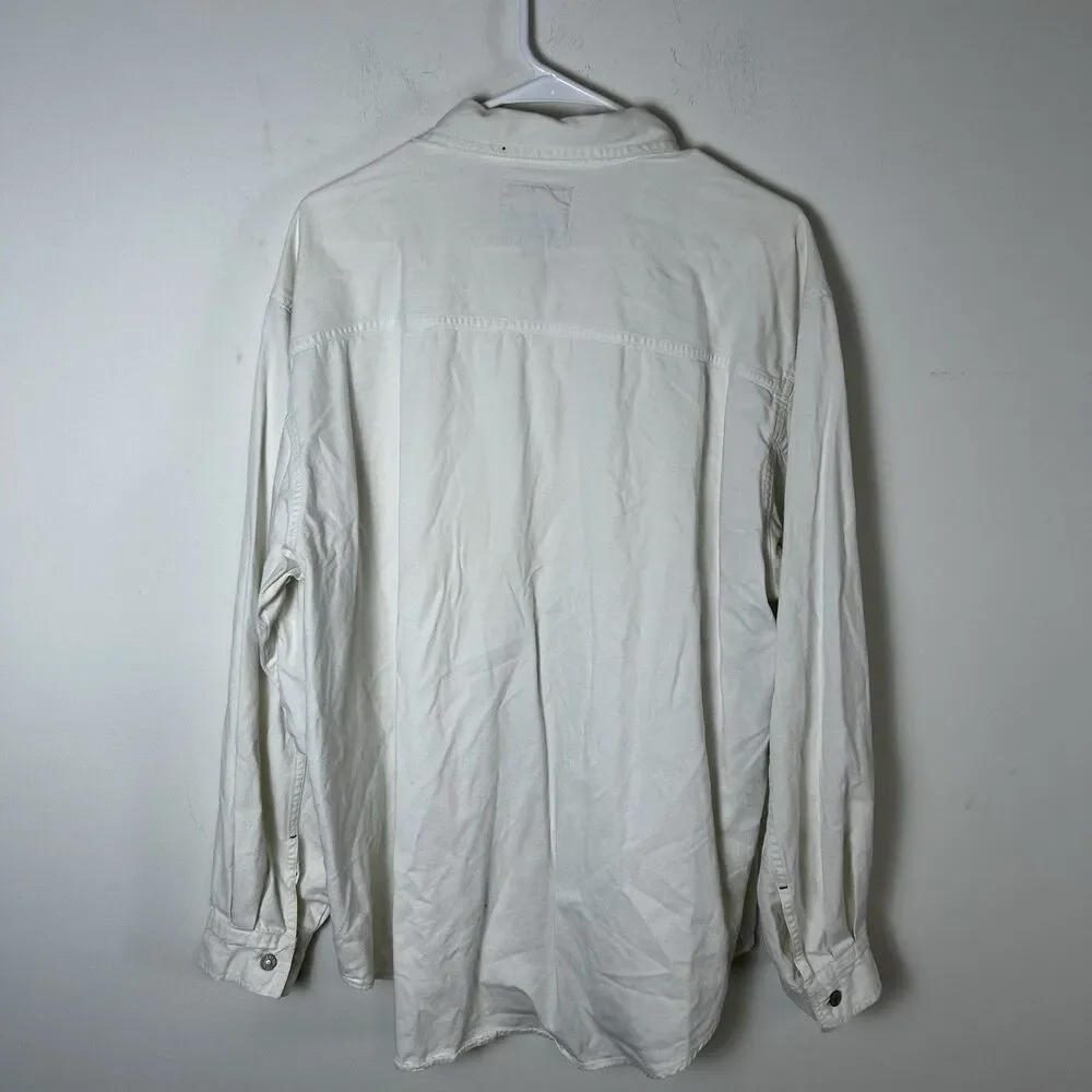 Levi’s Red Tab White Button Front Work Shirt Men’s XL 100% Cotton Long Sleeve